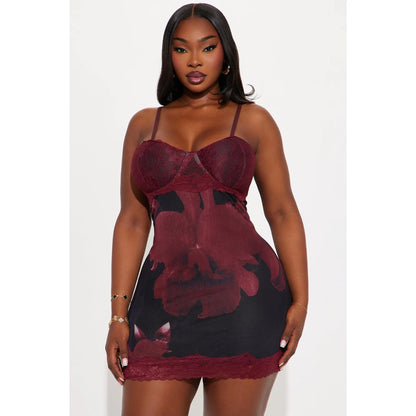 Courtney Red Mesh Lace Mini Dress