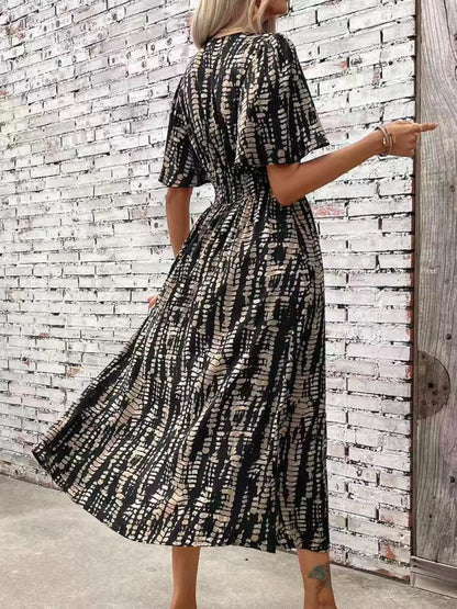 Sophisticated Bohemian-Style Split Waist Dress for Beach Vacations and Casual Outings, All-Season Fitted Fashion
